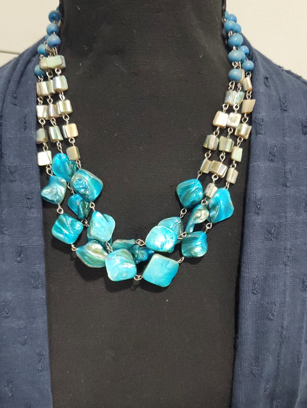 New York & Company Turquoise Multi-Strand Shell Necklace